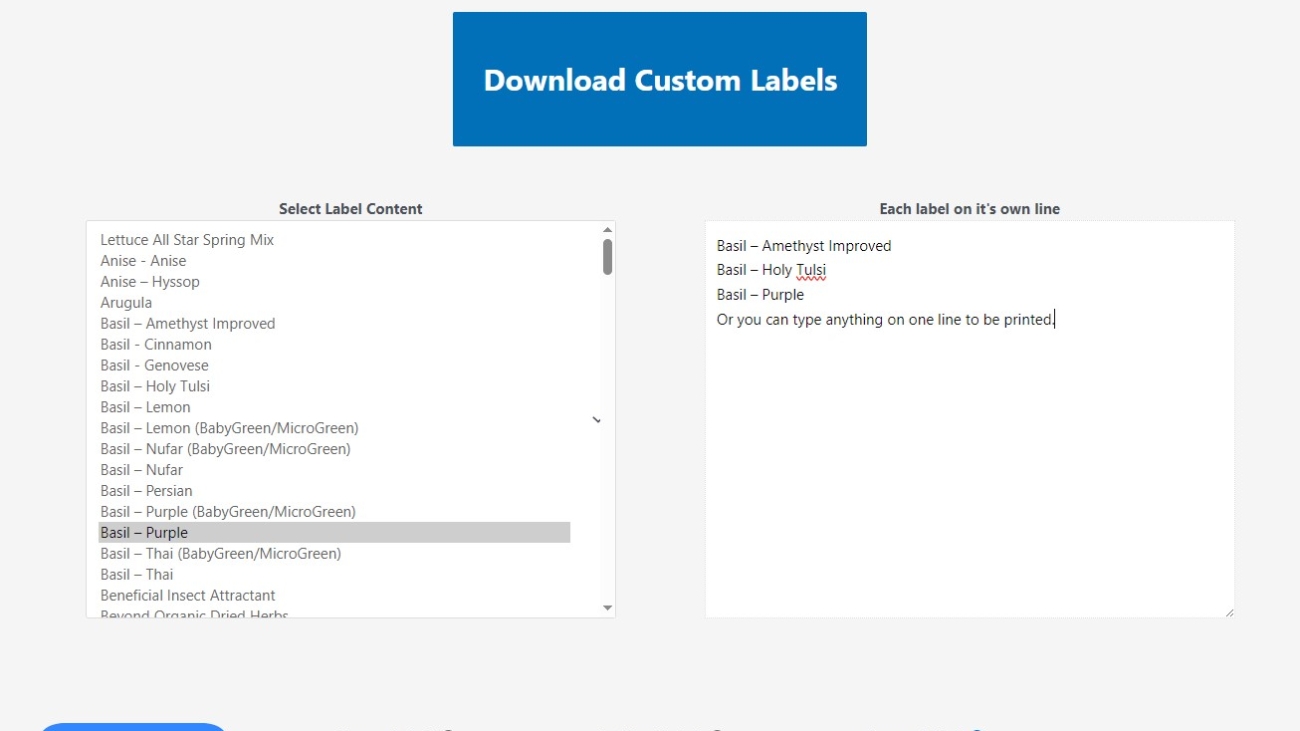 Custom Labels